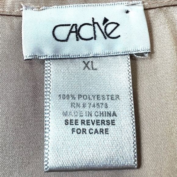 Cache Tan & Pink Color-Block Sleeveless Silky Pleat Skirt Dress Women’s XL - Picture 9 of 10